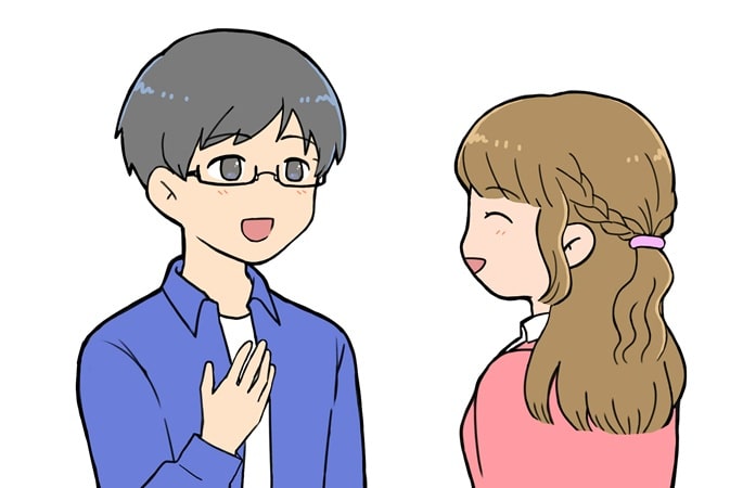 会話する男女